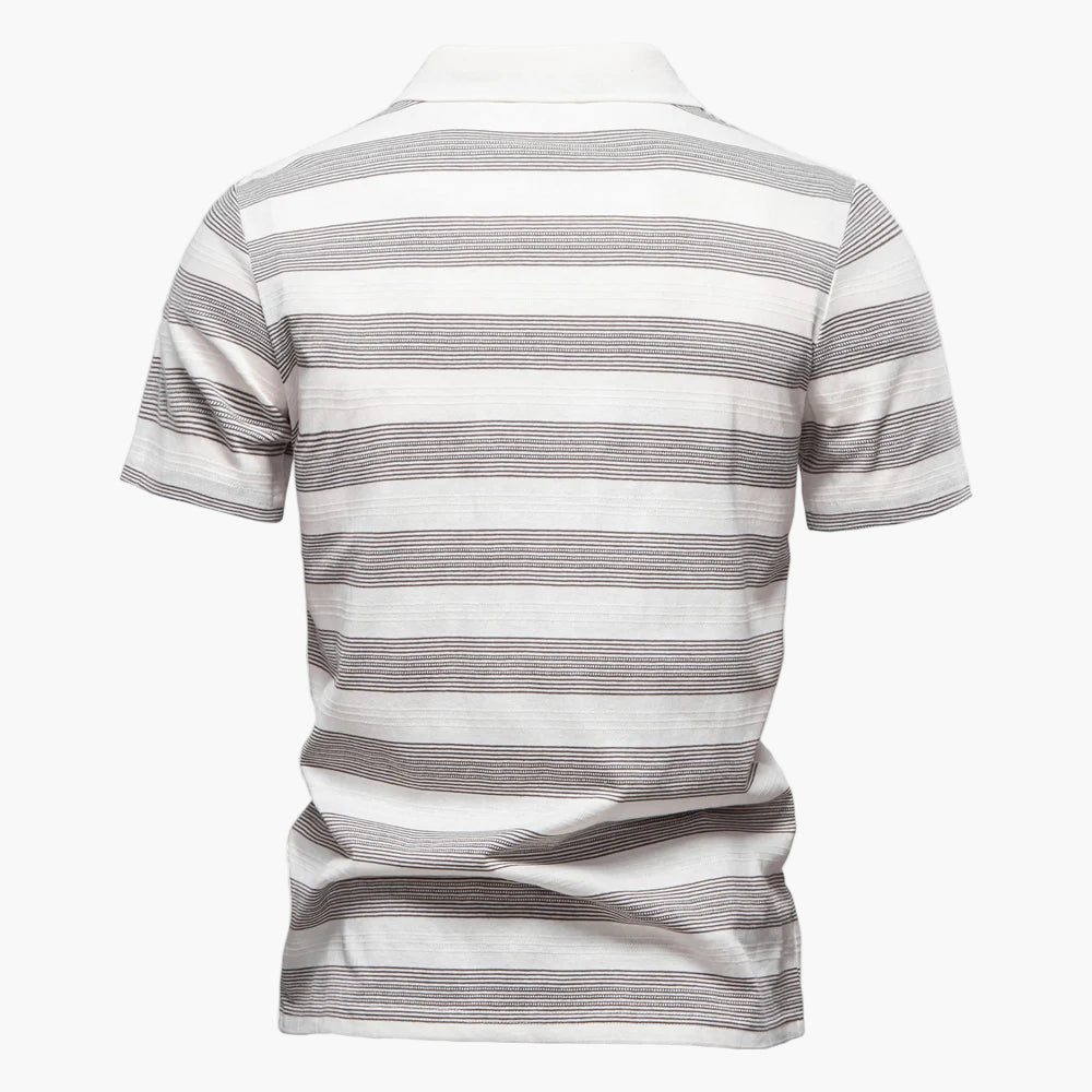 Striped polo shirt on a white background