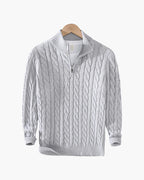 Men's Gray Pima cotton half-zip sweater by Altivieri.