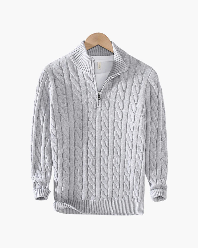 Men's Gray Pima cotton half-zip sweater by Altivieri.