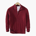 Men's merino wool half-zip sweater in Red