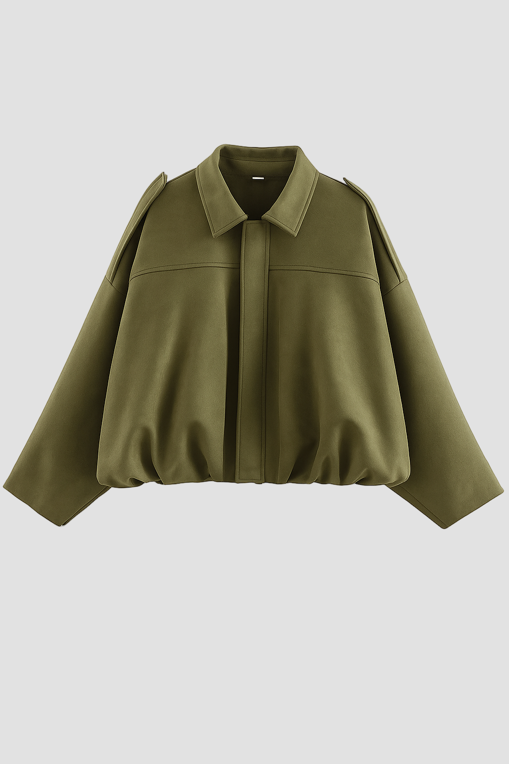 Green cape-style jacket on a white background