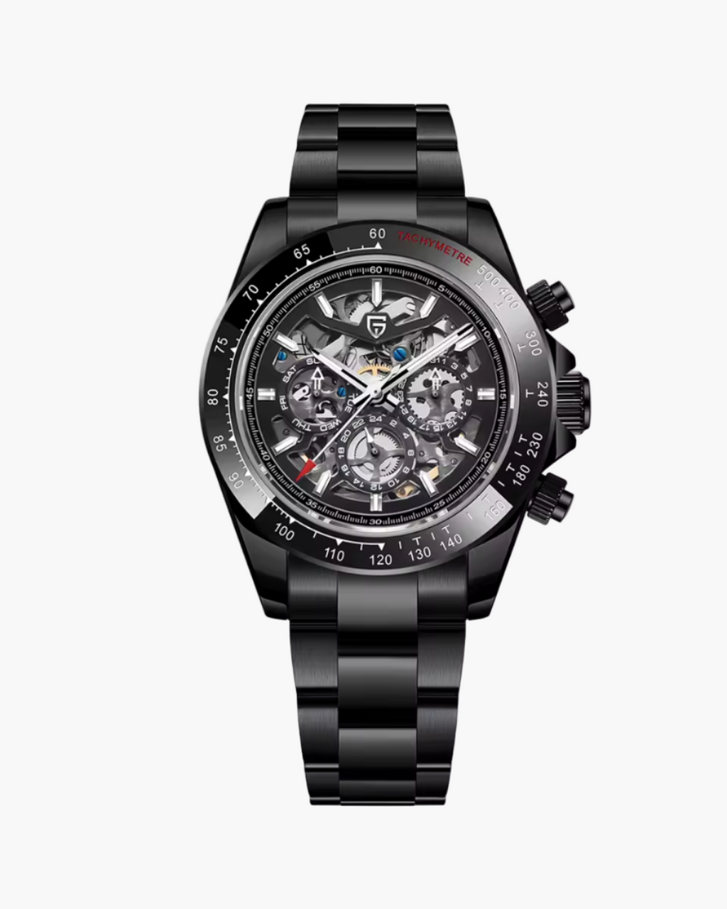 Black Pagani Design watch on a white background