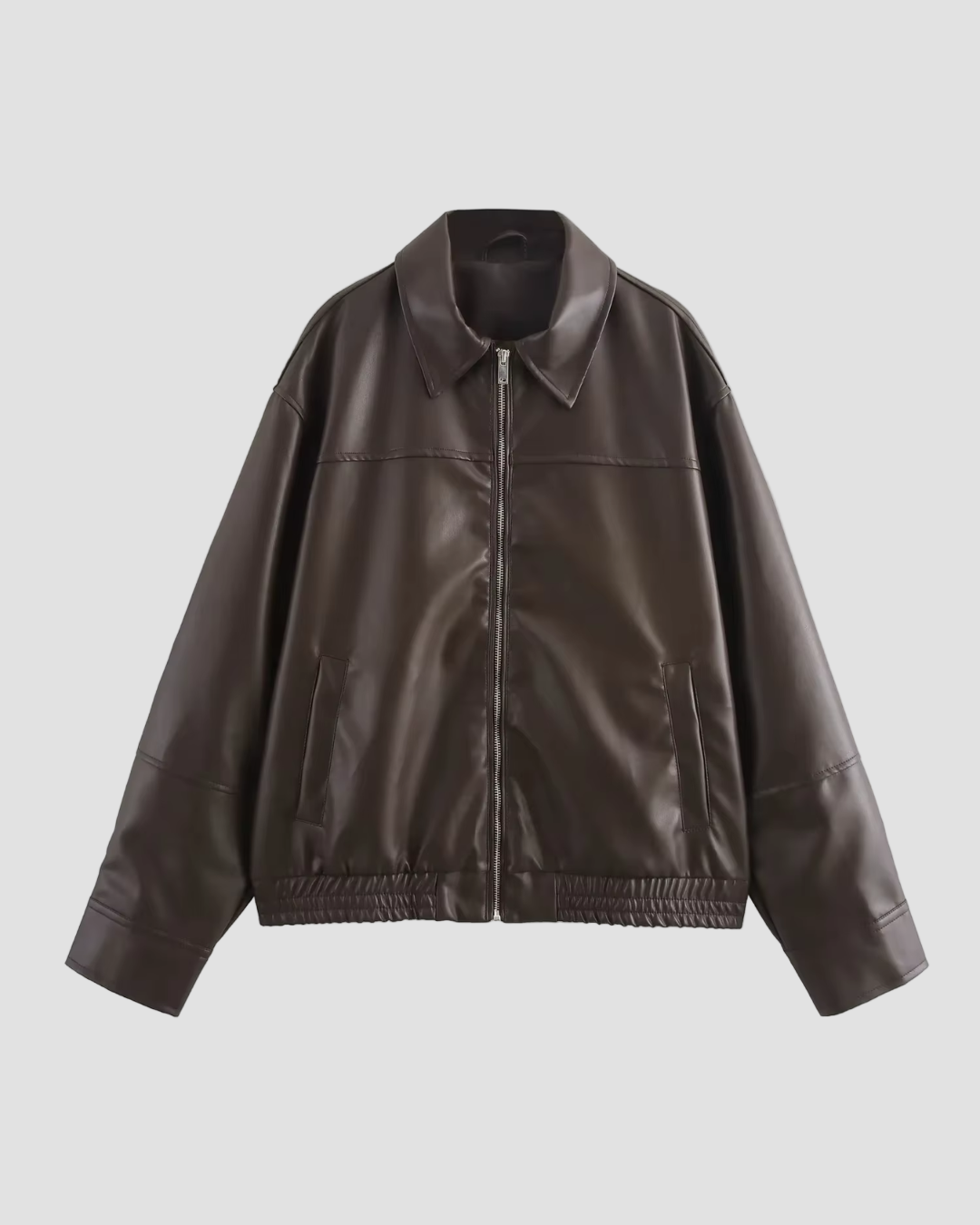 Brown leather jacket on a white background