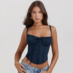 An elevated casual outfit featuring the white Altivieri Florence top, perfect for an evening out.