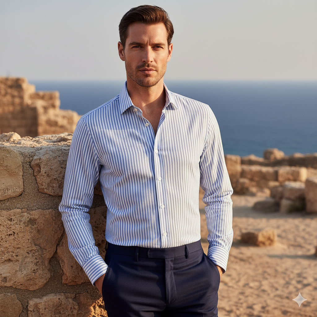 A professional business look featuring the Altivieri Mercer slim-fit shirt