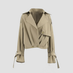 Beige trench coat on a light gray background